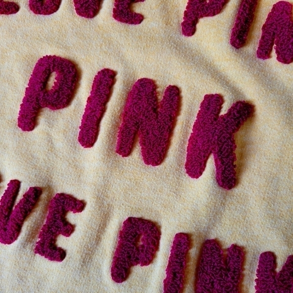 VS Pink Yellow/Maroon Varsity Letter Crew Neck Sweatshirt - Picture 3 of 4